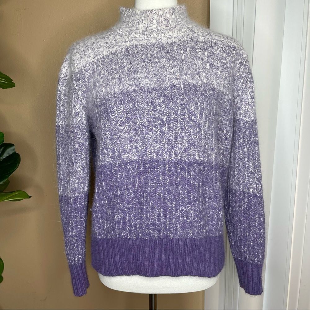 White Stag Purple Mock Neck Striped Long Sleeve Top Size Extra Large